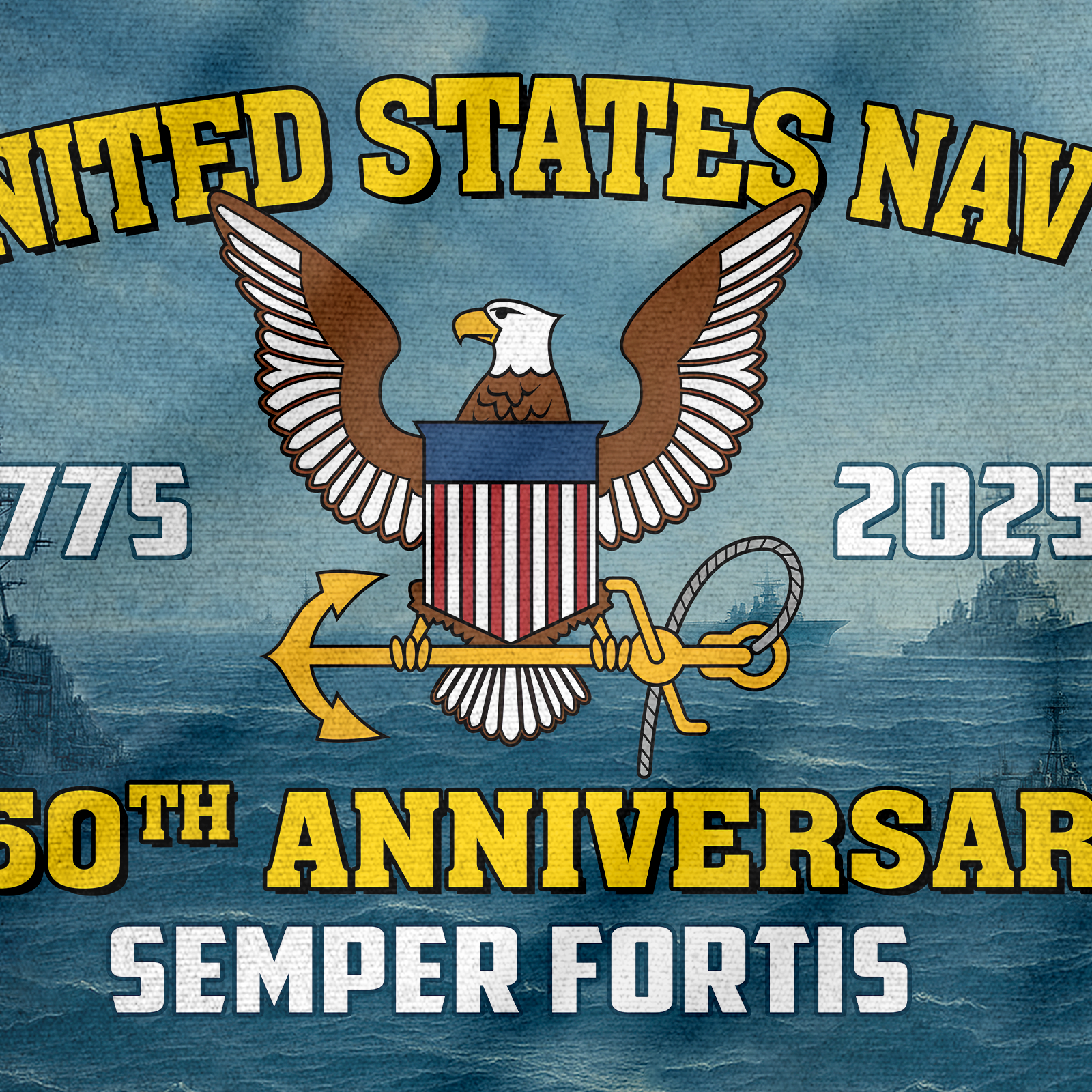 Navy 250th Anniversary House Flag