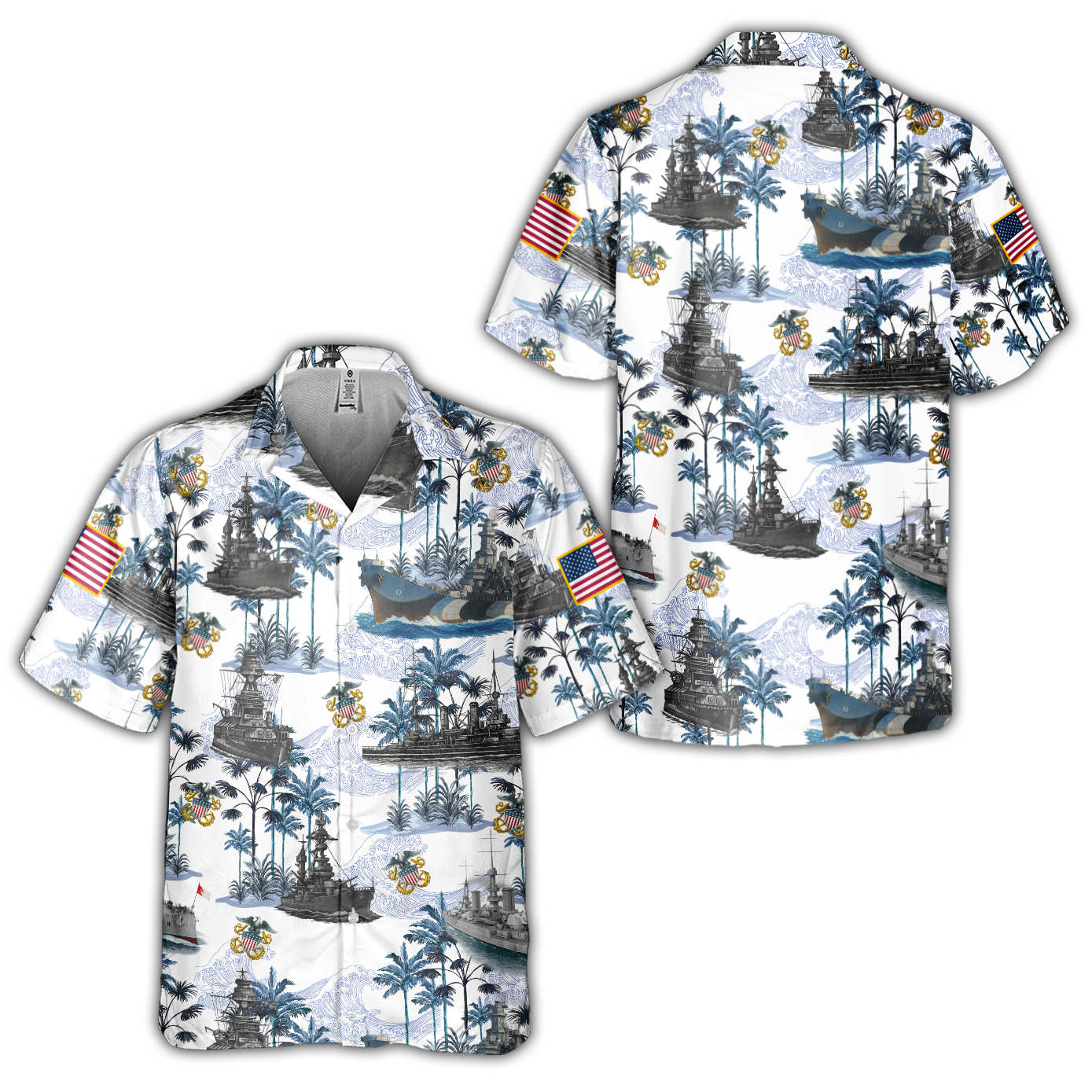 Navy Tropical Cuban Shirt