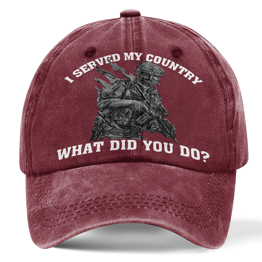 Personalizable US Veteran I Served My Country Washed Cap