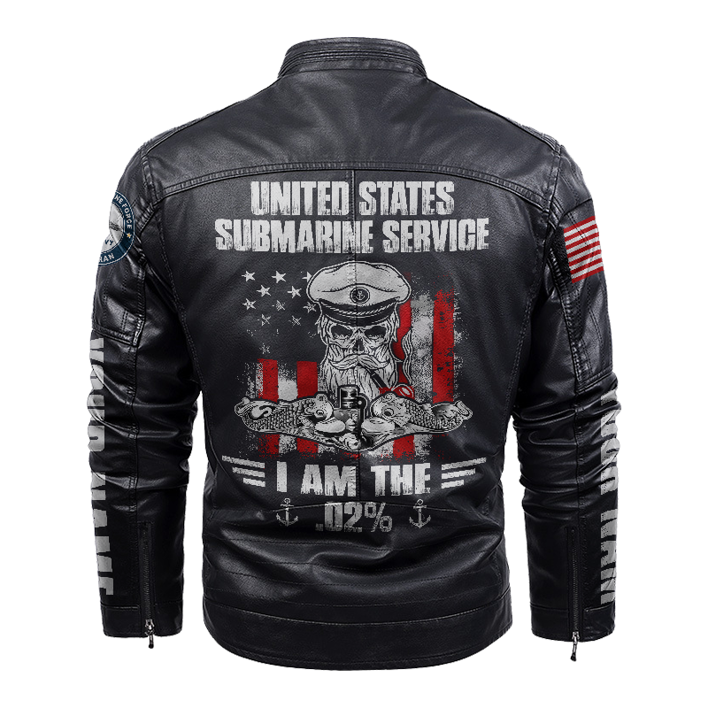 Personalizable Navy Submarine I am The .02% Leather Jacket
