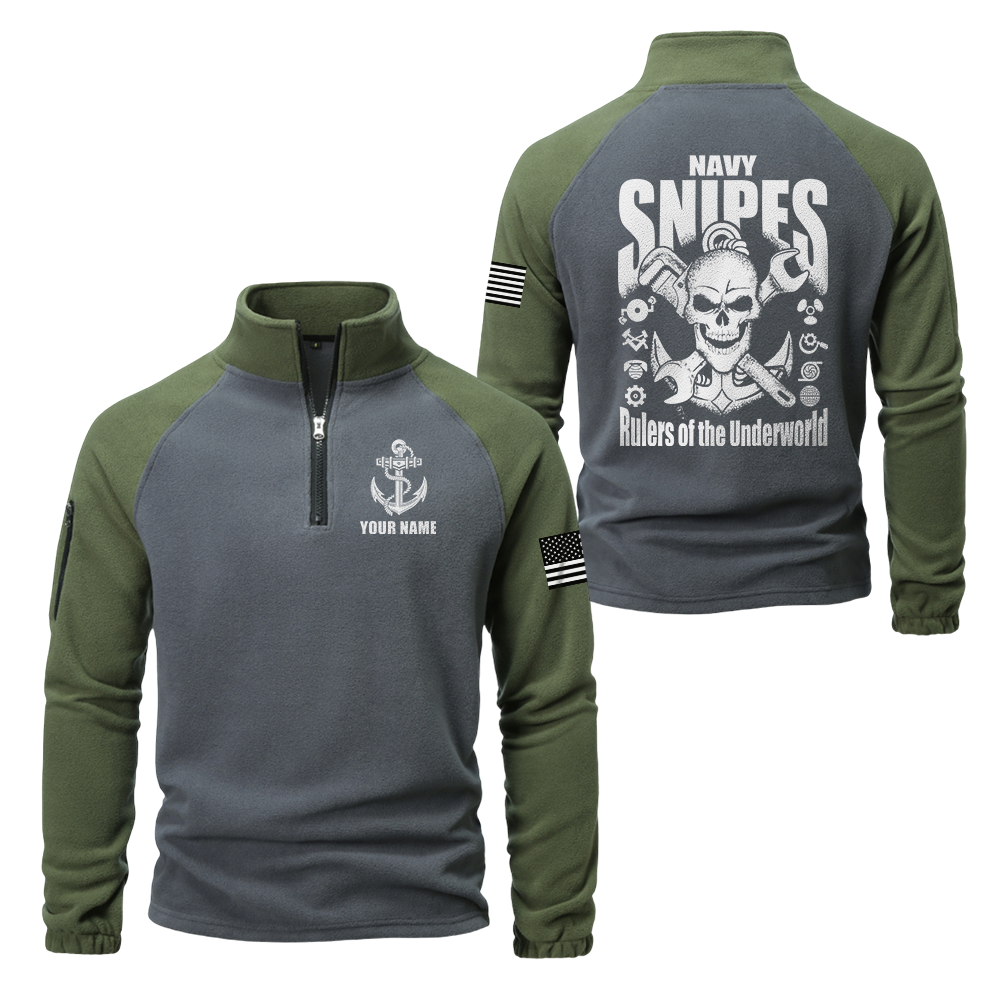 Personalizable Navy Snipes Half-Zip Raglan Sweatshirt