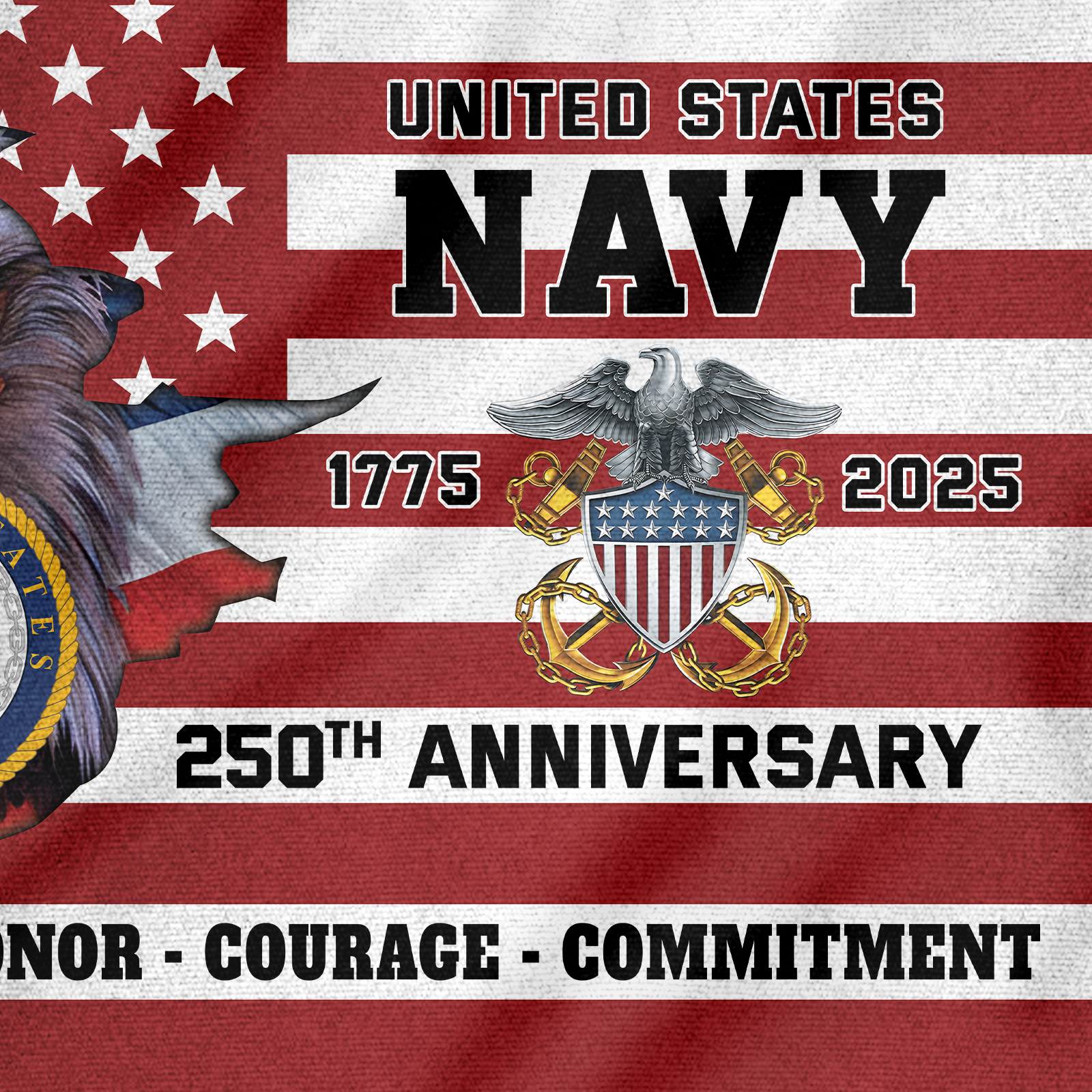 Navy 250th Anniversary House Flag