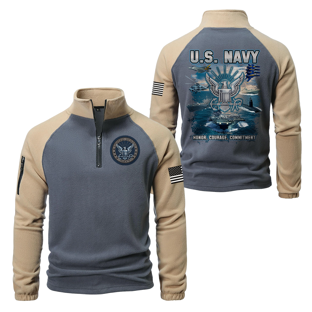 Navy Honor Courage Commitment Half-Zip Raglan Sweatshirt