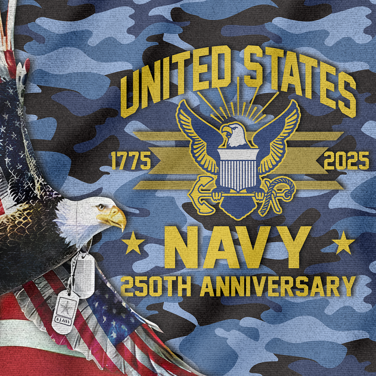 Navy 250th Anniversary House Flag