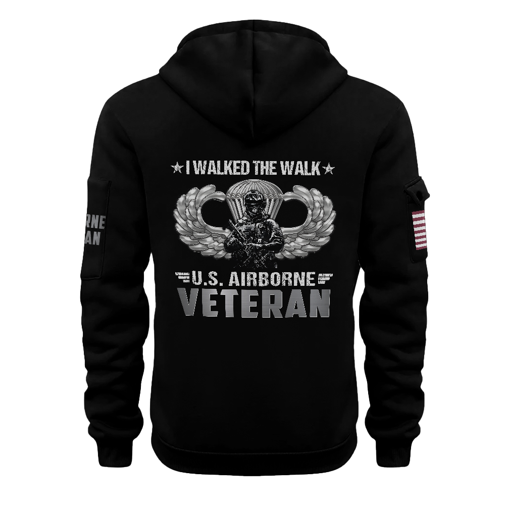 Airborne Veteran I Walked The Walk Quarter Zip Hoodie
