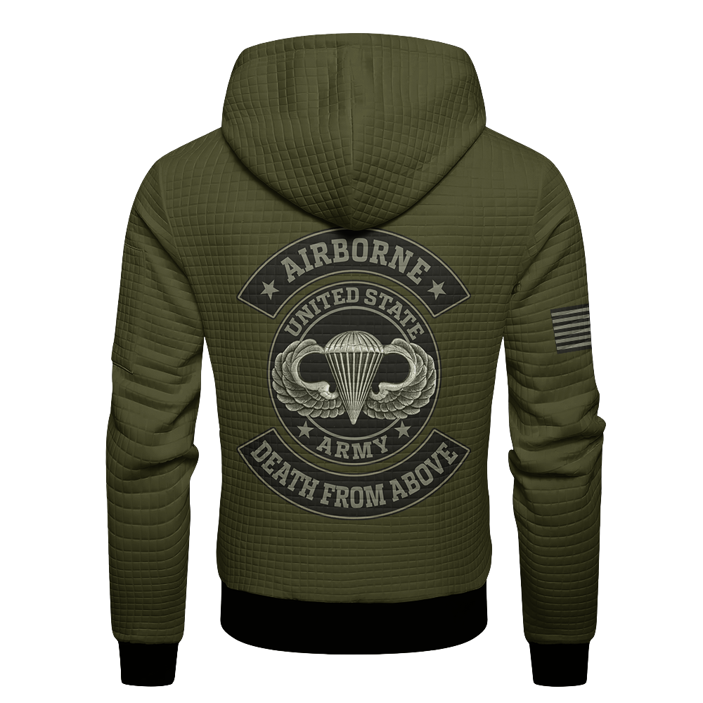 Personalizable Airborne Death From Above Waffle Hooded Jacket