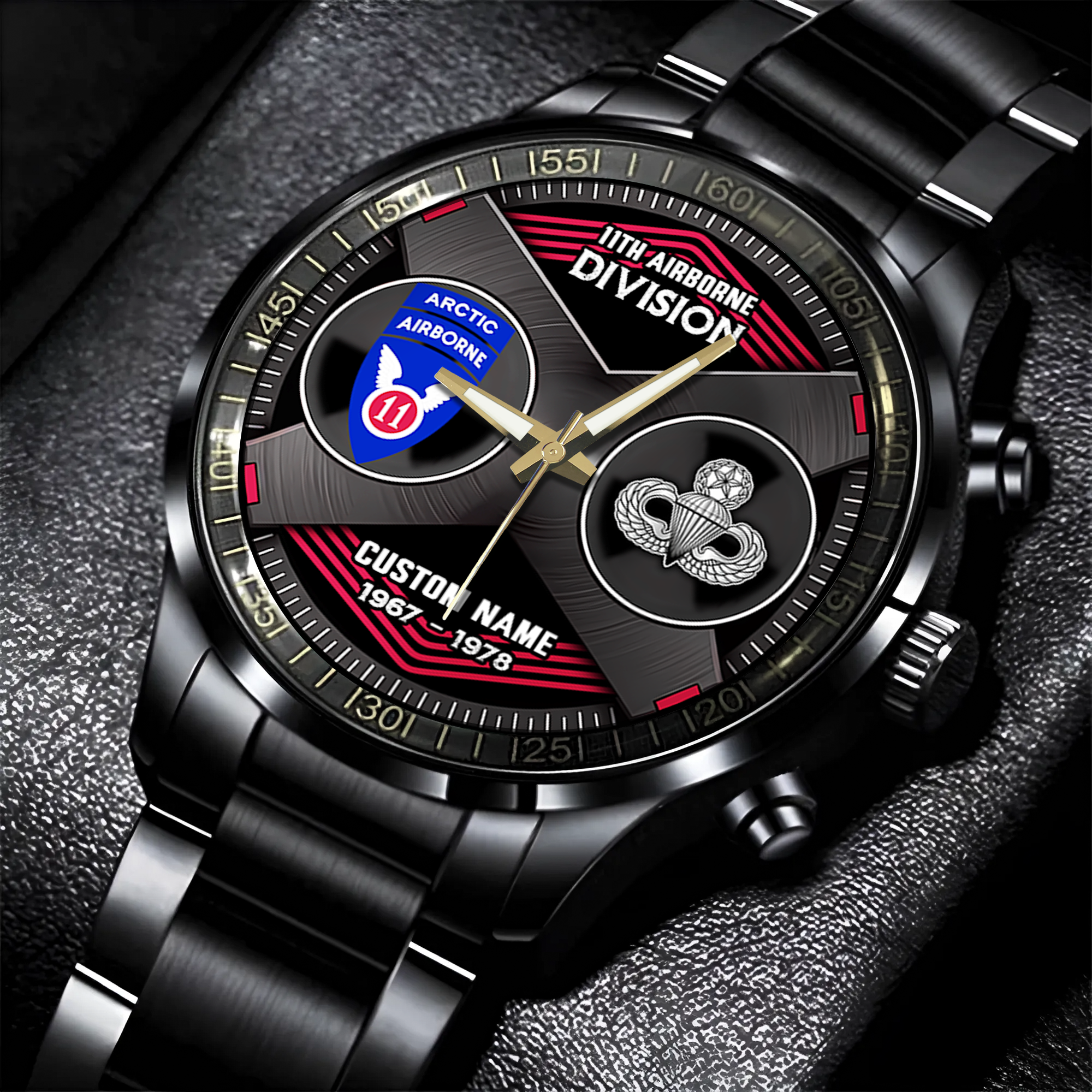 Personalizable 11th Airborne Division Stainless Steel Watch