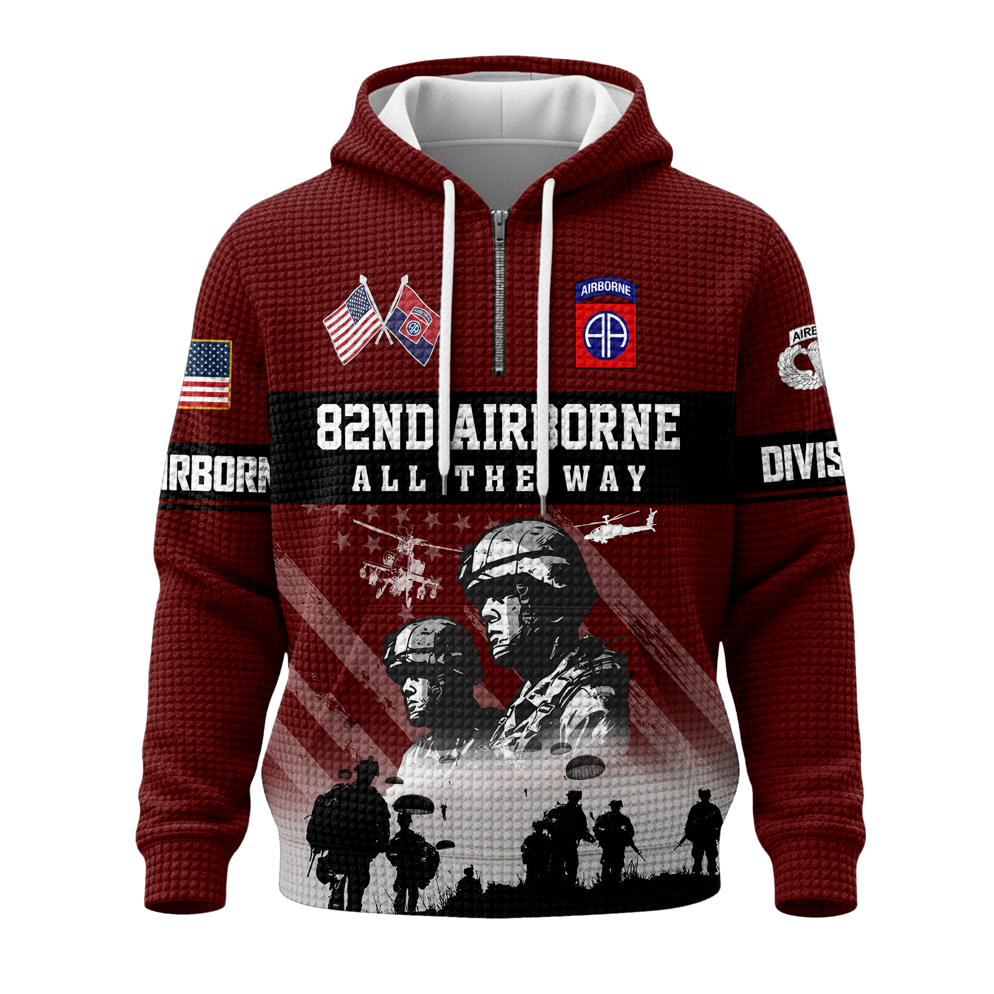 82nd Airborne Division Quarter Zip Waffle Hoodie