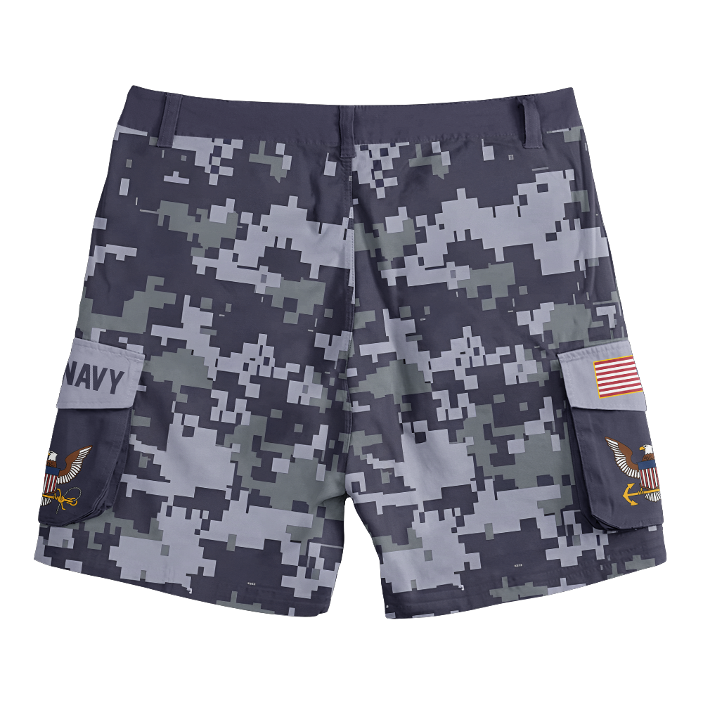 Navy Camouflage Cargo Shorts
