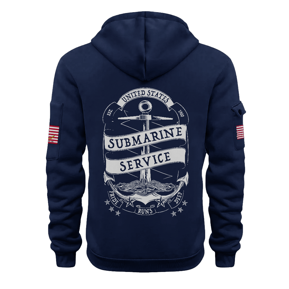 Personalizable Navy Submarine Quarter Zip Hoodie