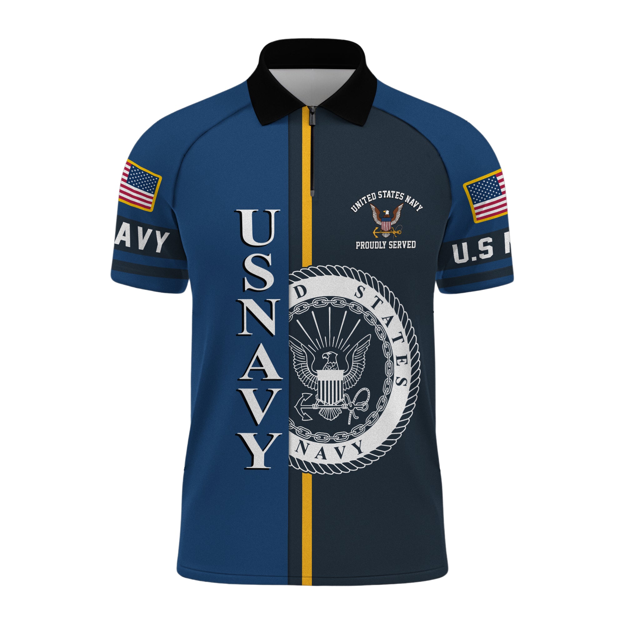 Navy 250th Anniversary Raglan Zip Polo Shirt