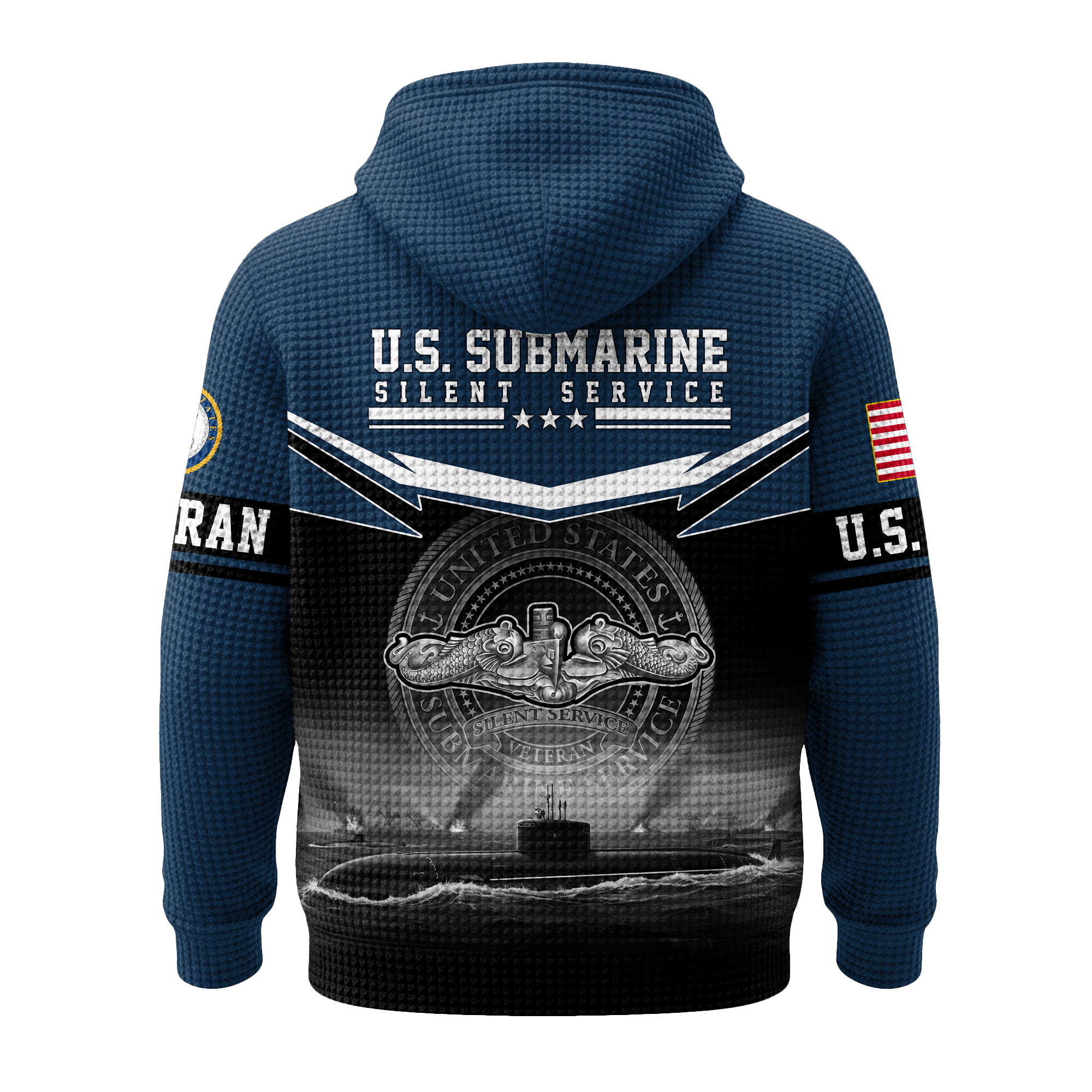 Navy Submarine Quarter Zip Waffle Hoodie