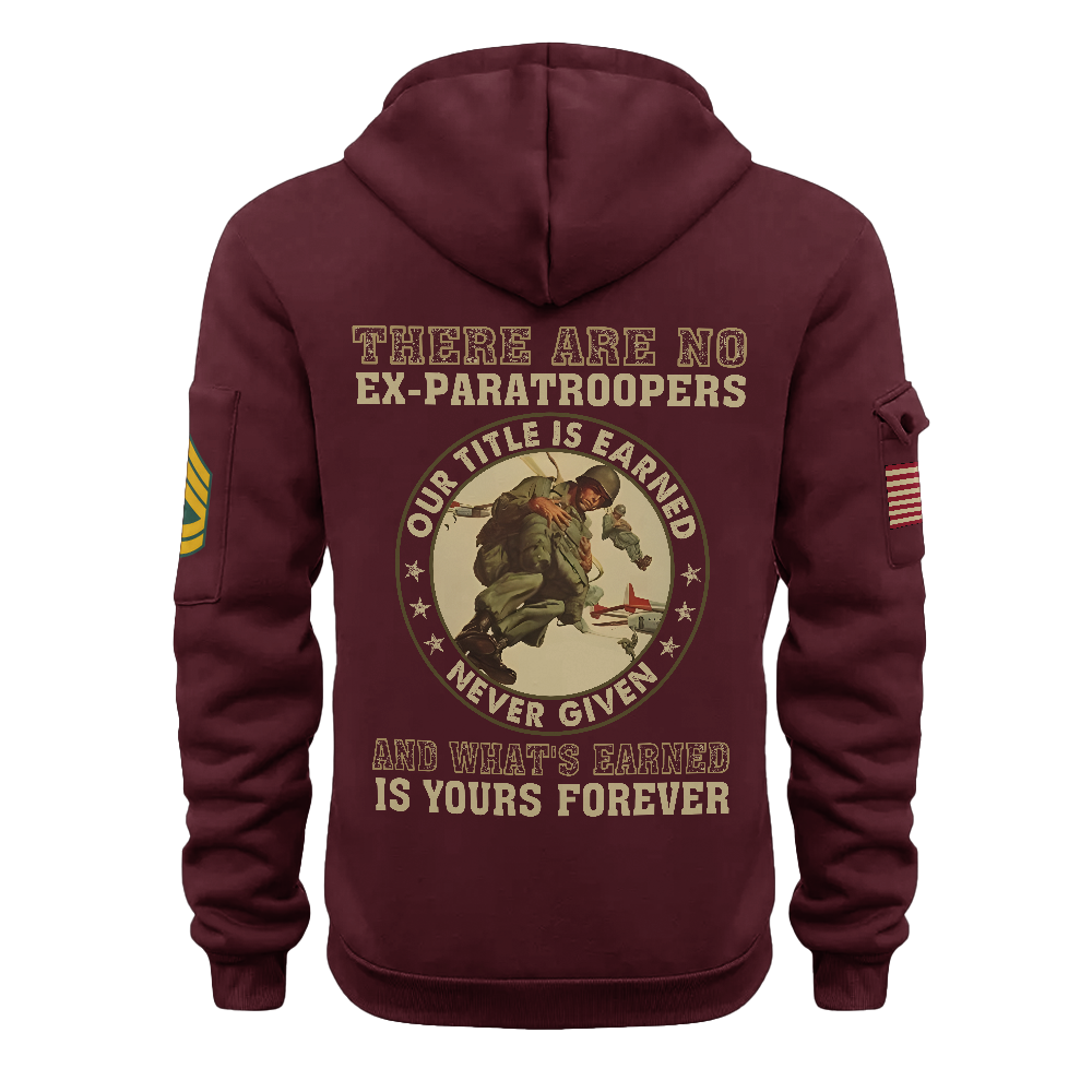 Personalizable Airborne There Are No Ex-Paratroopers Quarter Zip Hoodie