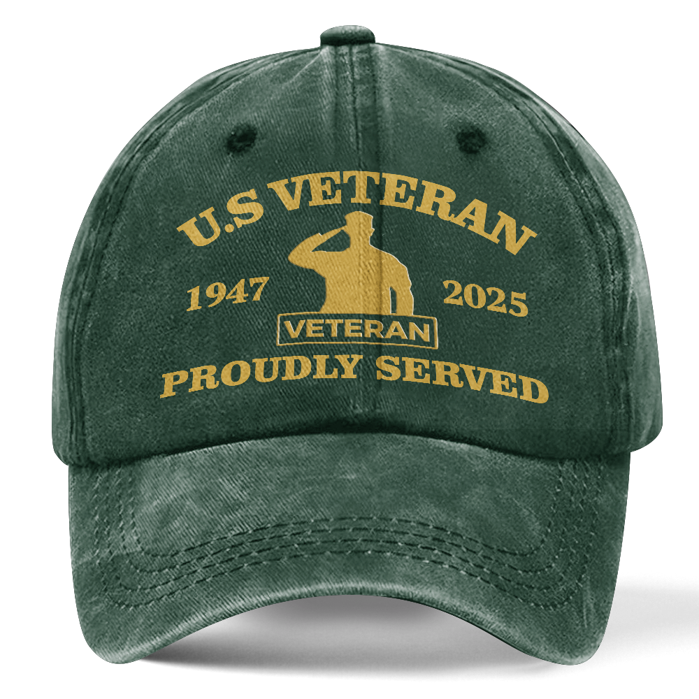 Personalizable Veteran Proudly Served Washed Cap