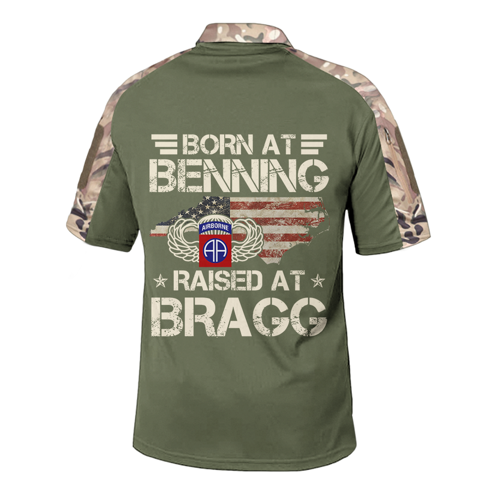 Born At Benning Raised At Bragg Tactical Polo Shirt