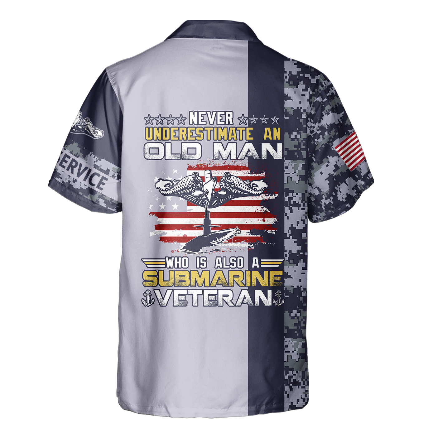 Navy Submarine Never Underestimate An Old Man Cuban Shirt