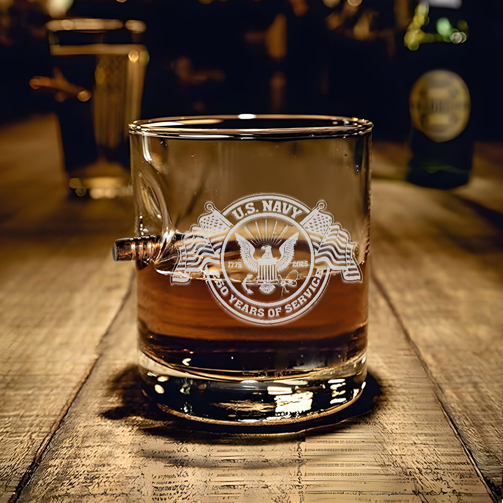 Navy 250th Anniversary Bullet Whiskey Glass