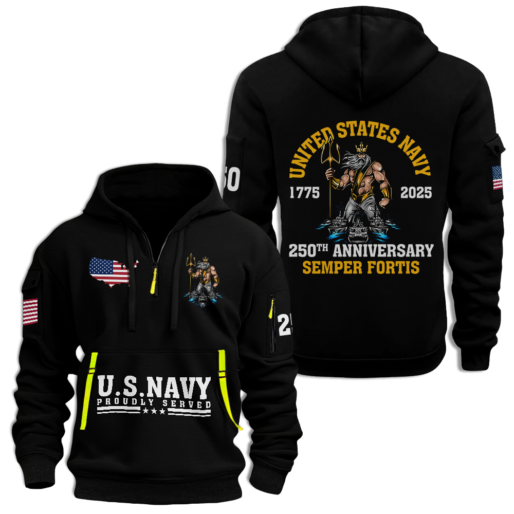 Navy 250th Anniversary Quarter Zip Hoodie