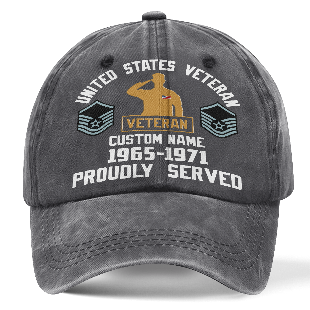 Personalizable Veteran Proudly Served Washed Cap