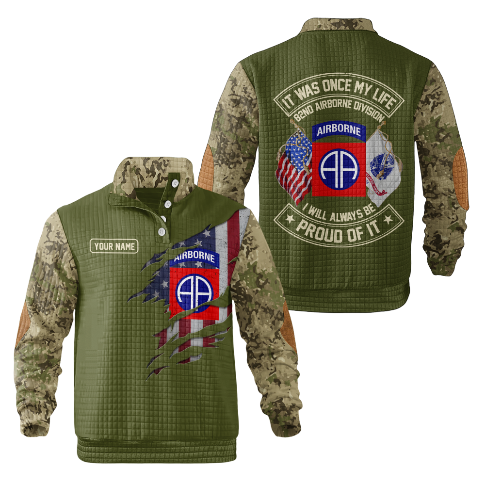 Personalizable 82nd Airborne Division Waffle Stand Collar Sweatshirt