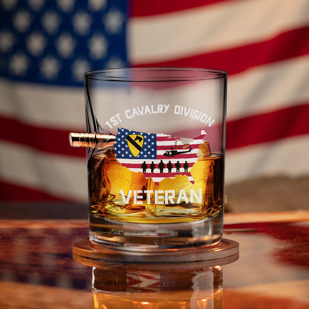 1st Cavalry Division Veteran Bullet Whiskey Glass