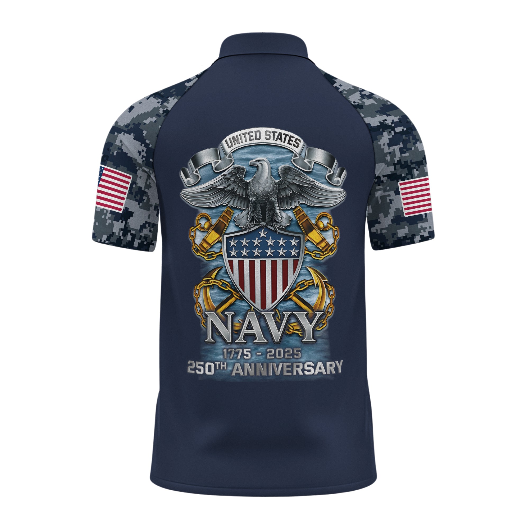 Navy 250th Anniversary Raglan Zip Polo Shirt