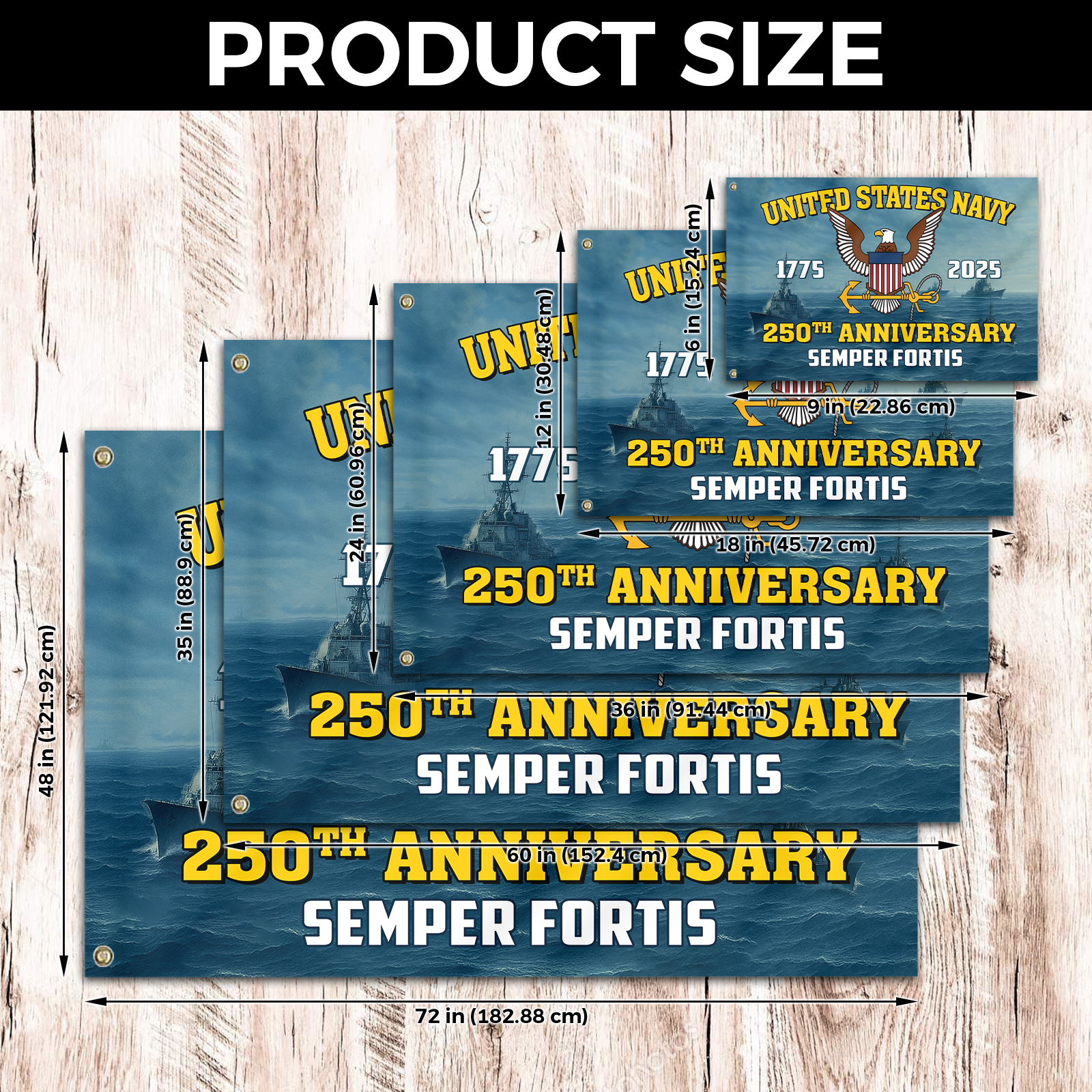 Navy 250th Anniversary House Flag