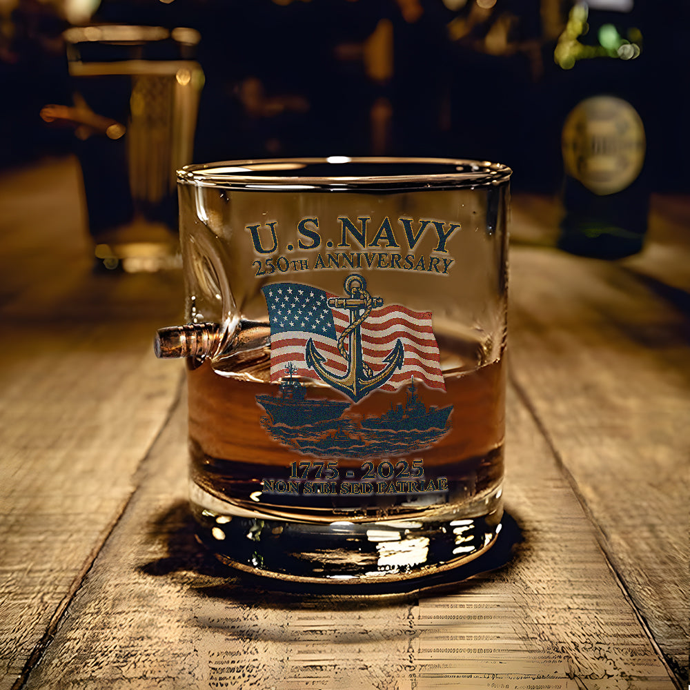 Navy 250th Anniversary Bullet Whiskey Glass