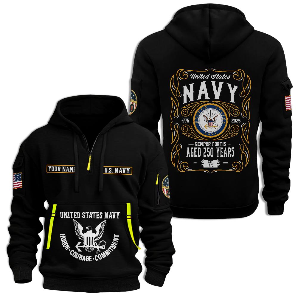 Personalizable Navy 250th Anniversary Quarter Zip Hoodie