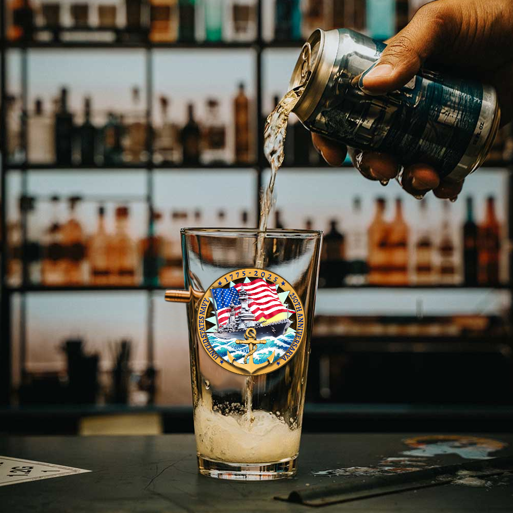 Navy 250th Anniversary Bullet Pint Glass
