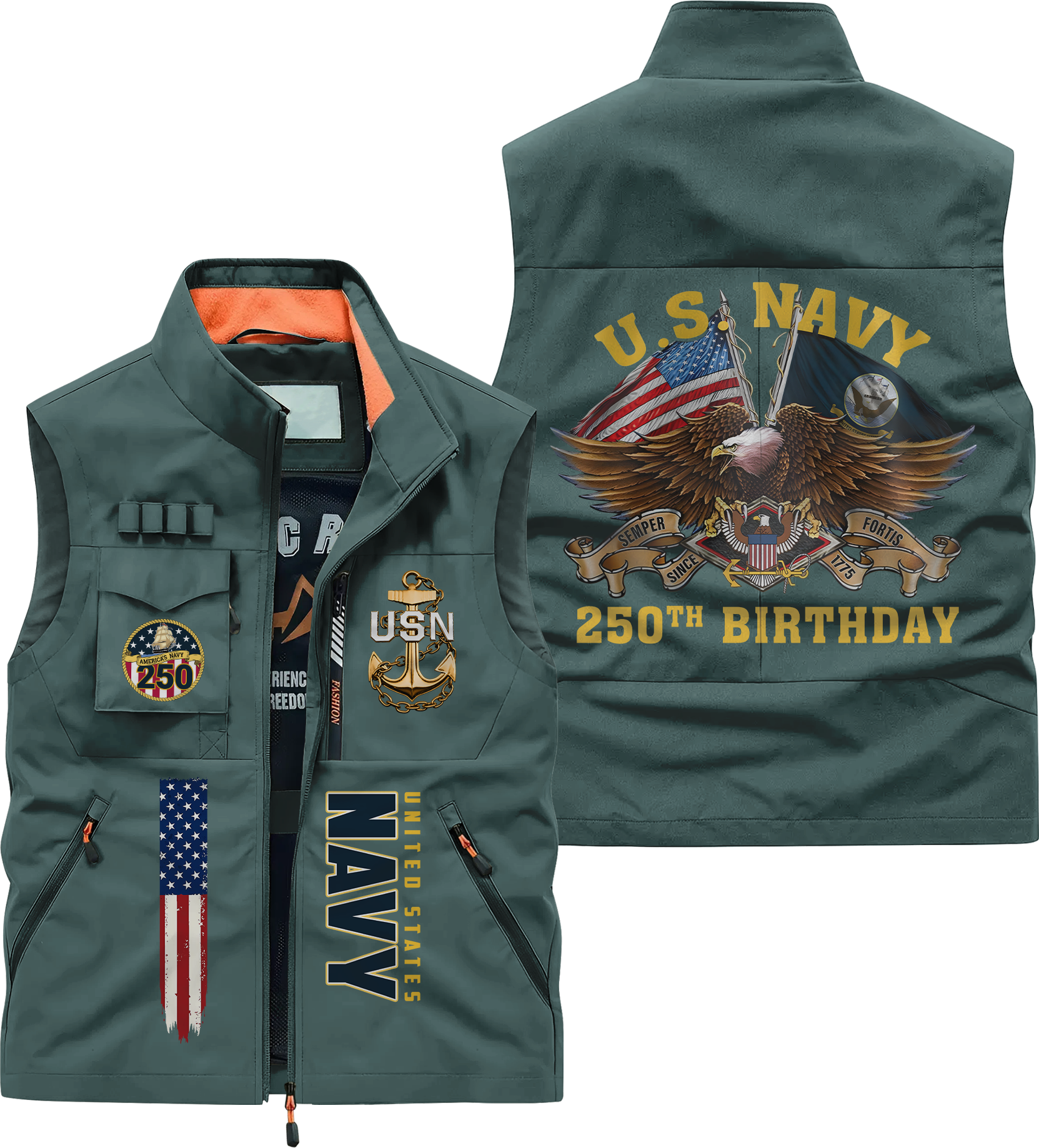 Navy 250th Anniversary Pocket Vest