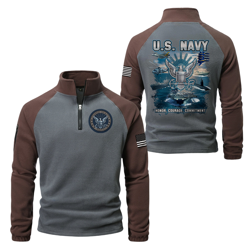 Navy Honor Courage Commitment Half-Zip Raglan Sweatshirt
