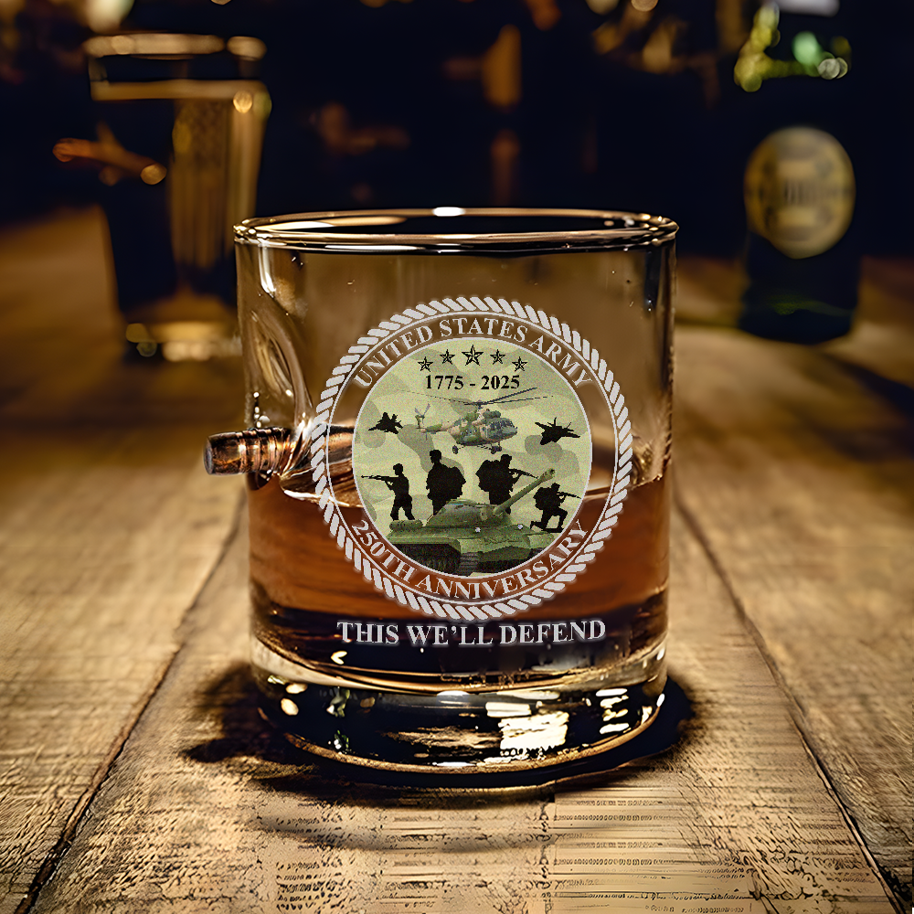 Army 250th Anniversary Bullet Whiskey Glass