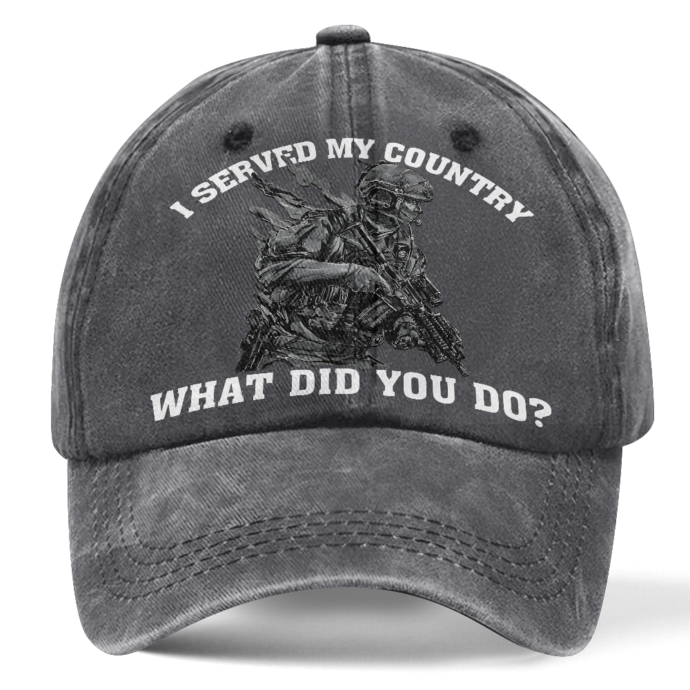 Personalizable US Veteran I Served My Country Washed Cap