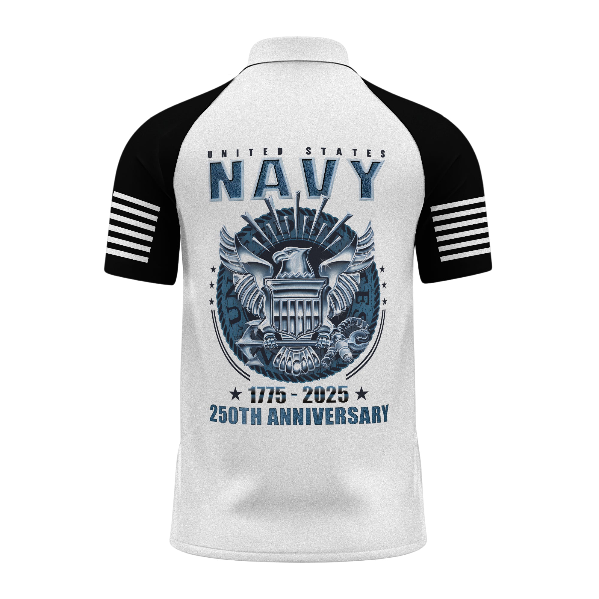 Navy 250th Anniversary Raglan Zip Polo Shirt