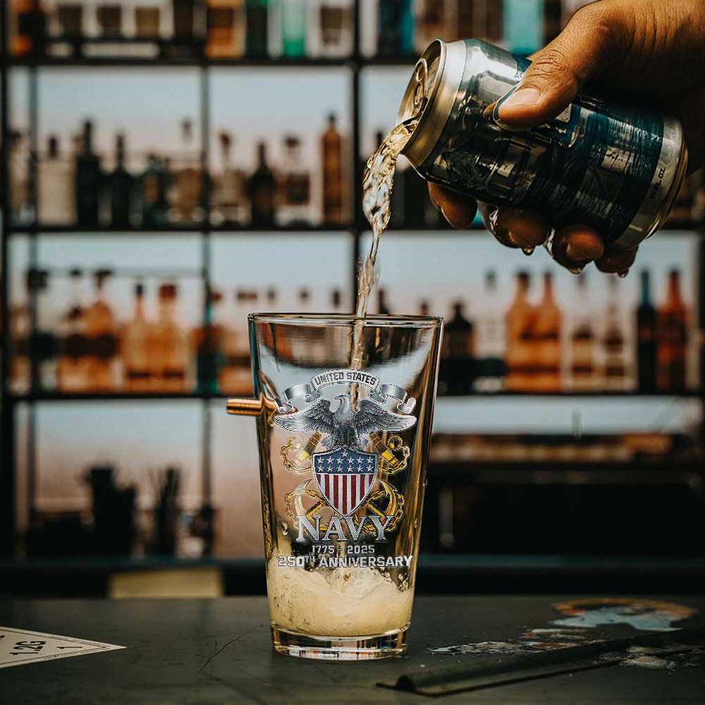 Navy 250th Anniversary Bullet Pint Glass