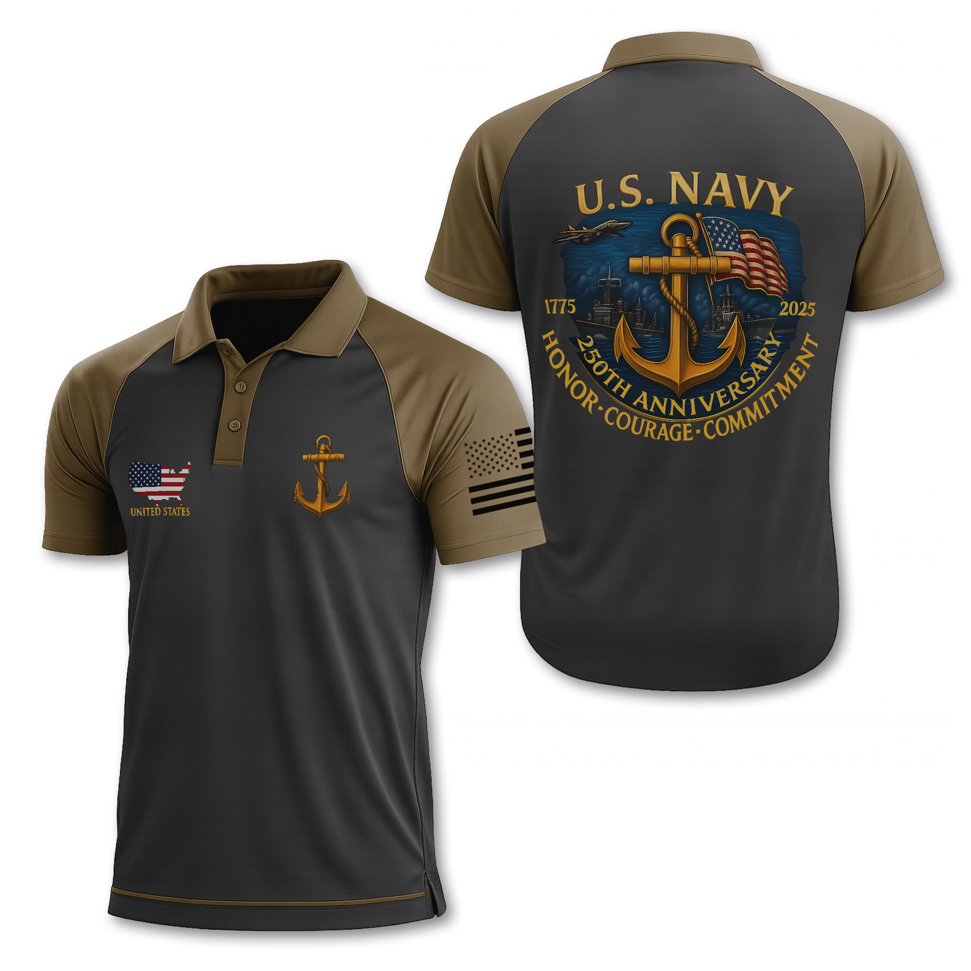 Navy 250th Anniversary Polo Shirt