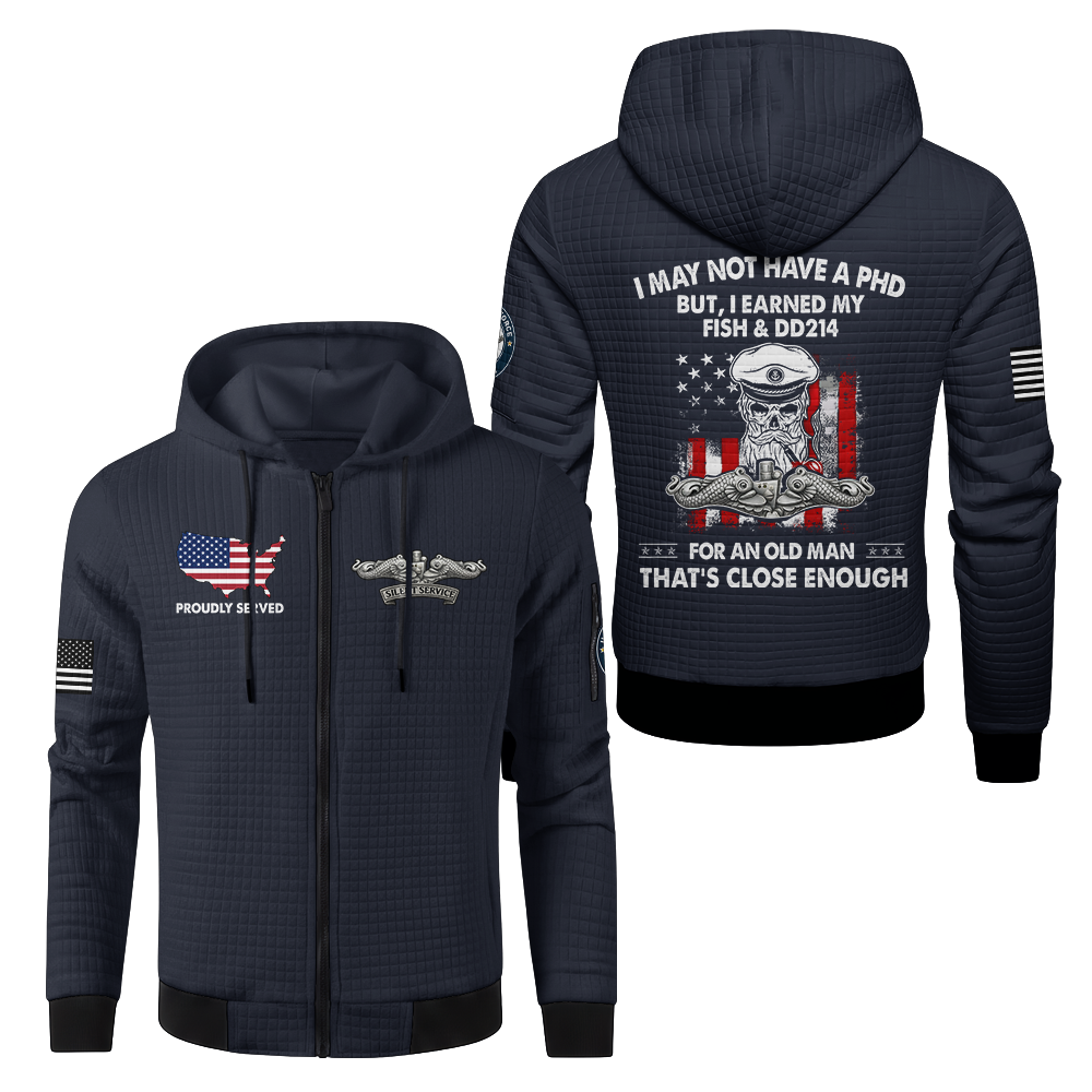 Navy Submarine I Earned My Fish & DD214 Waffle Hooded Jacket