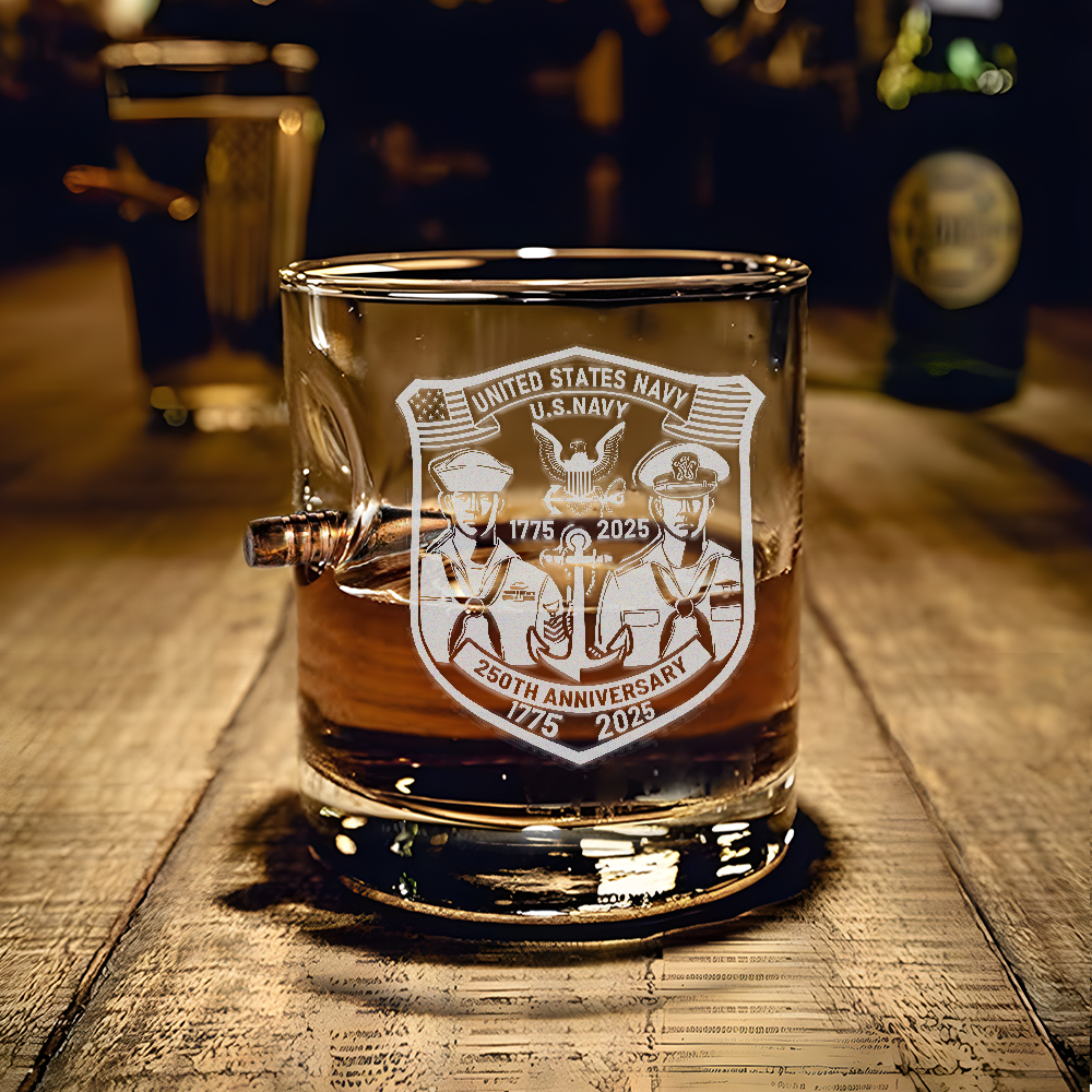 Navy 250th Anniversary Bullet Whiskey Glass