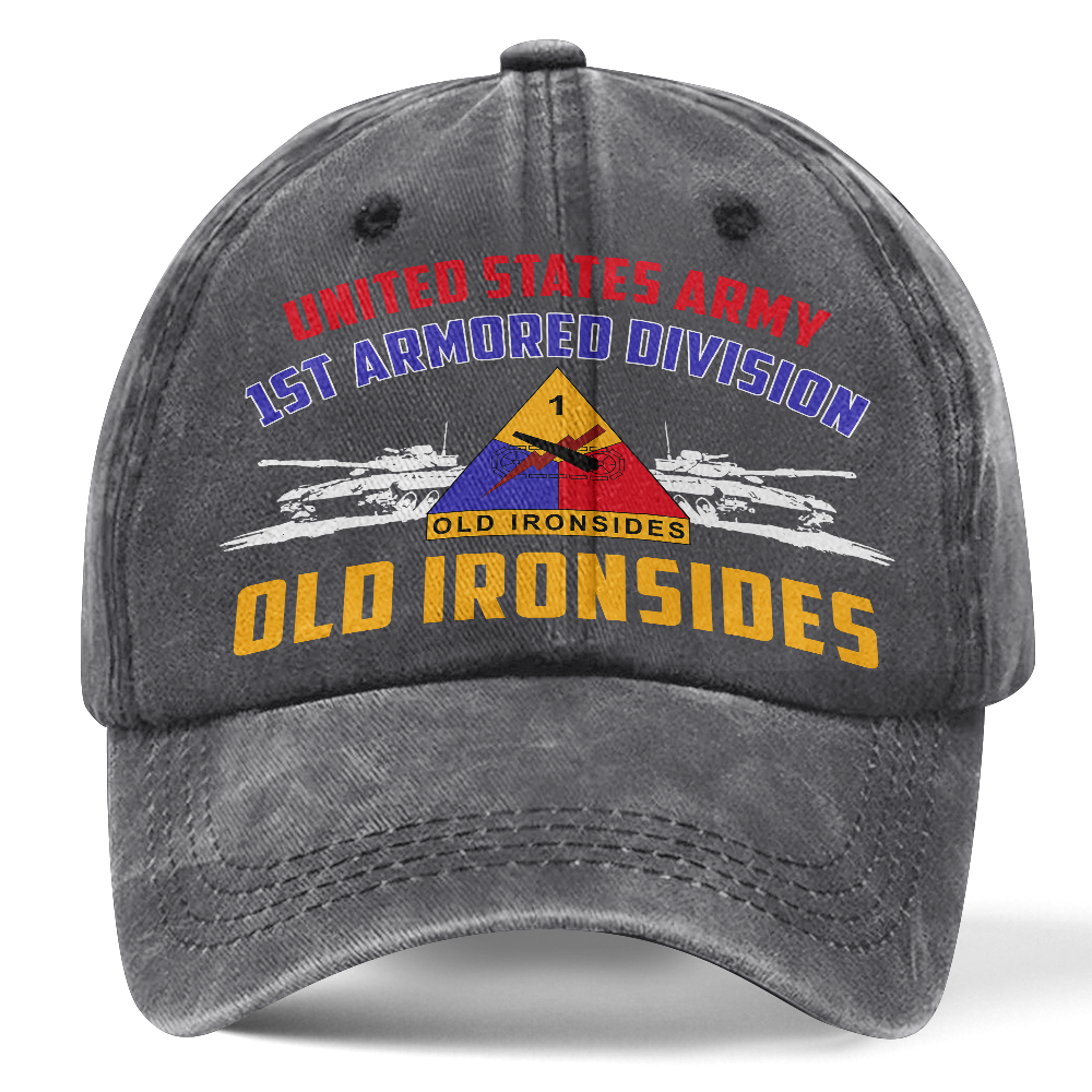 Personalizable Army 1st Armored Division Washed Cap