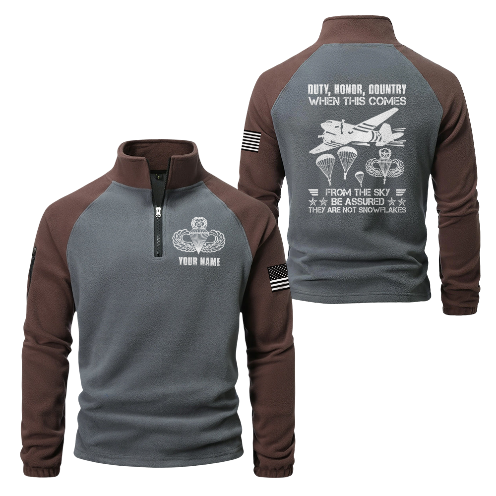 Personalizable Airborne Duty Honor Country Half-Zip Raglan Sweatshirt