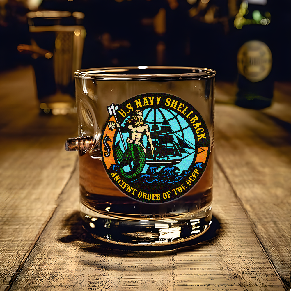 Shellback Ancient Order Of The Deep Bullet Whiskey Glass