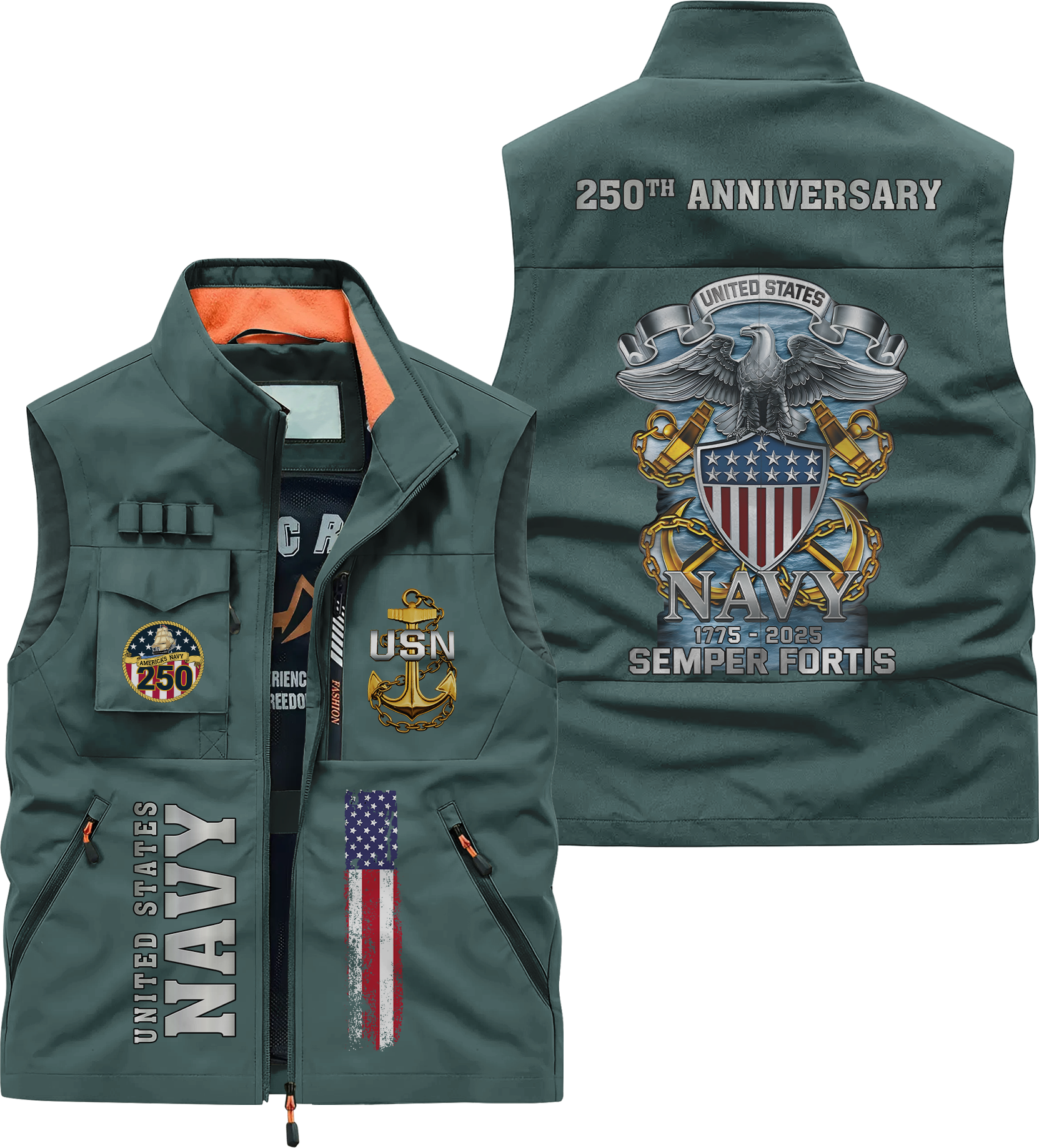 Navy 250th Anniversary Pocket Vest