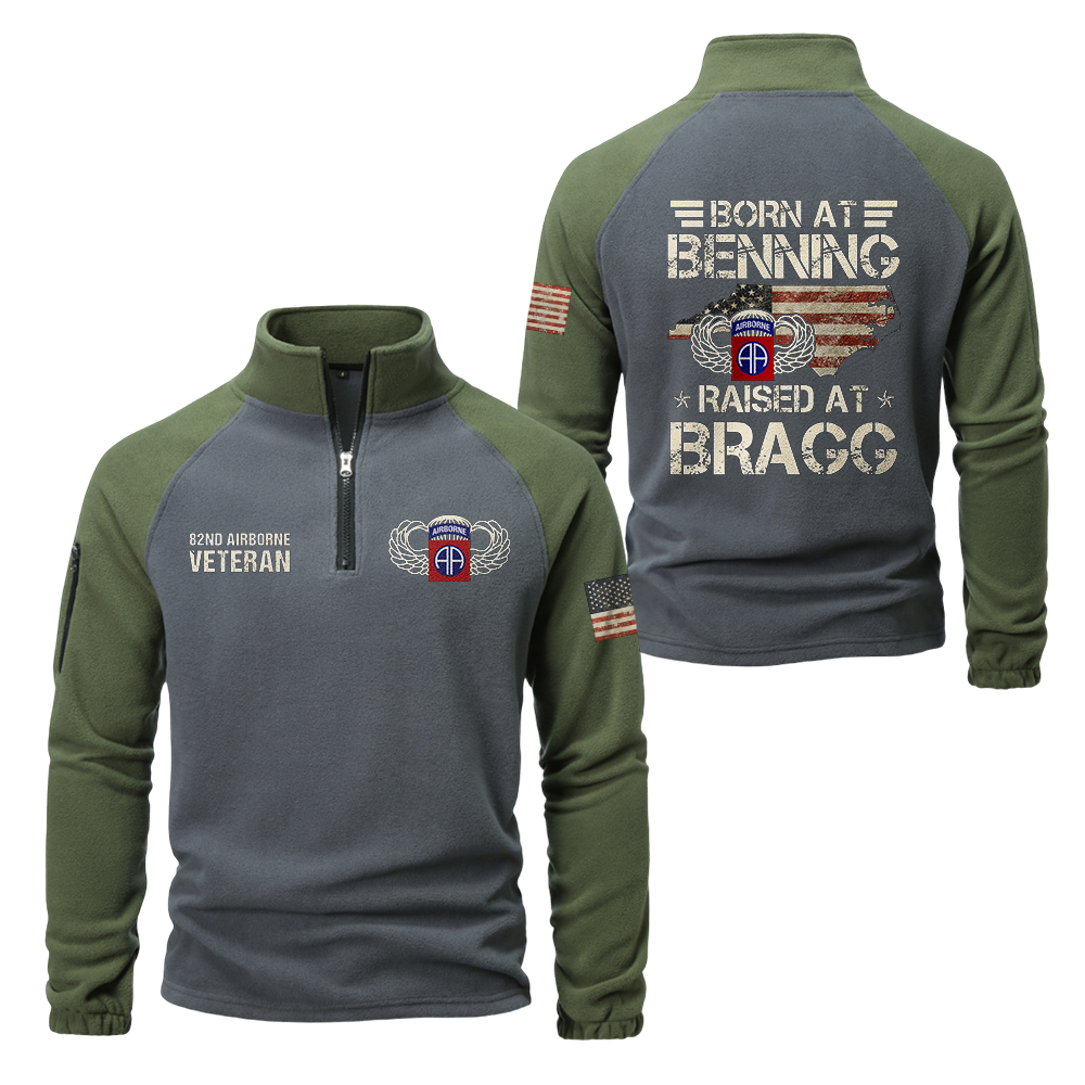 82nd Airborne Born At Benning Half-Zip Raglan Sweatshirt