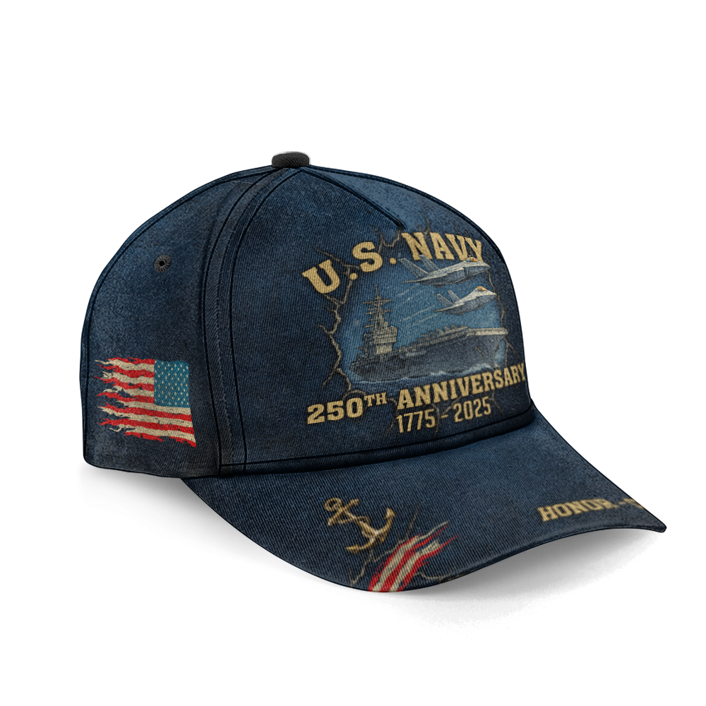 Personalizable Navy 250th Anniversary Classic Cap