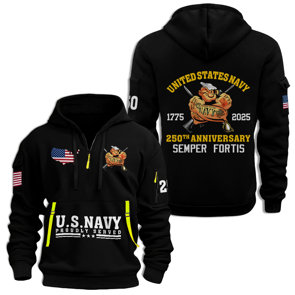 Navy 250th Anniversary Quarter Zip Hoodie