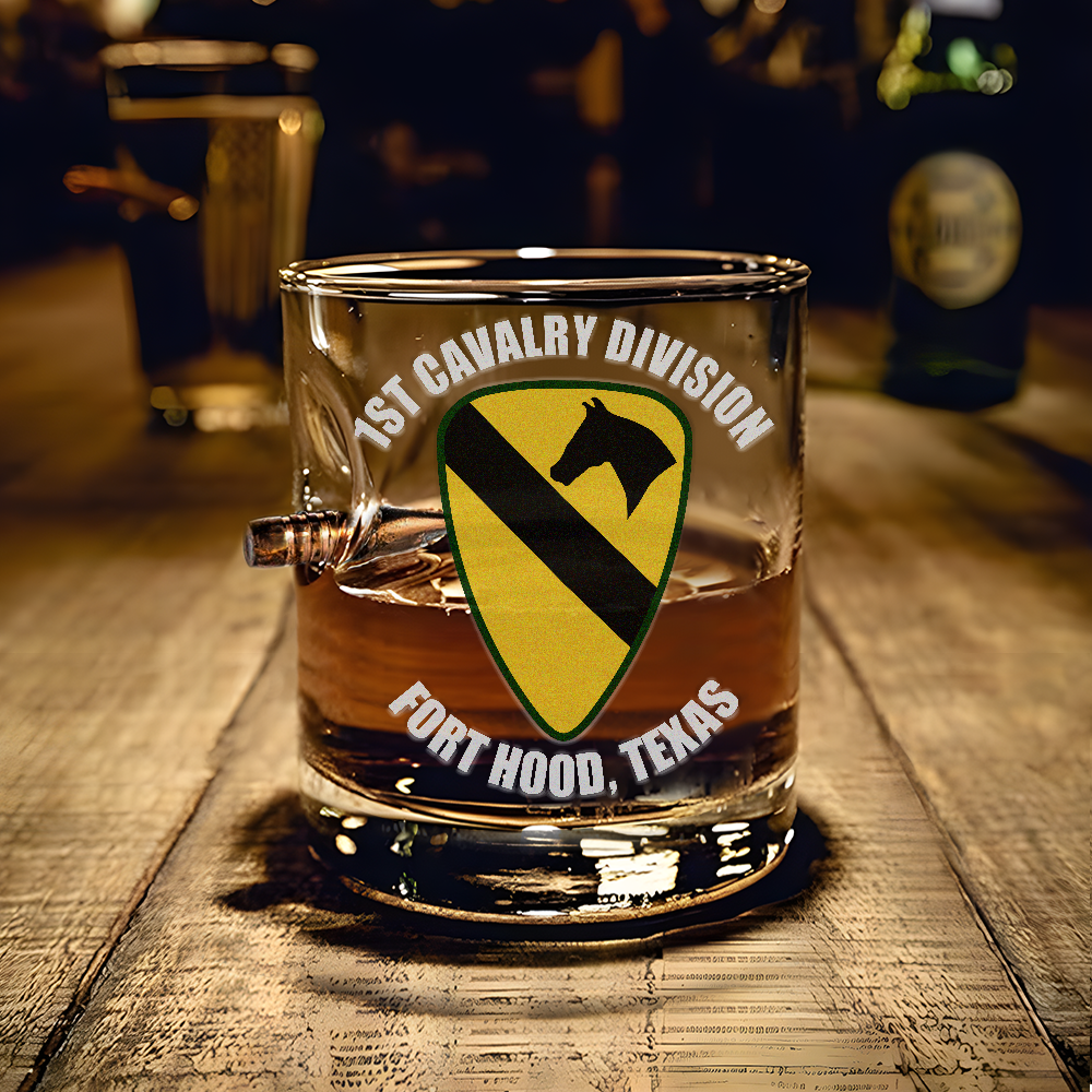 1st Air Cavalry Division Fort Hood Bullet Whiskey Glass