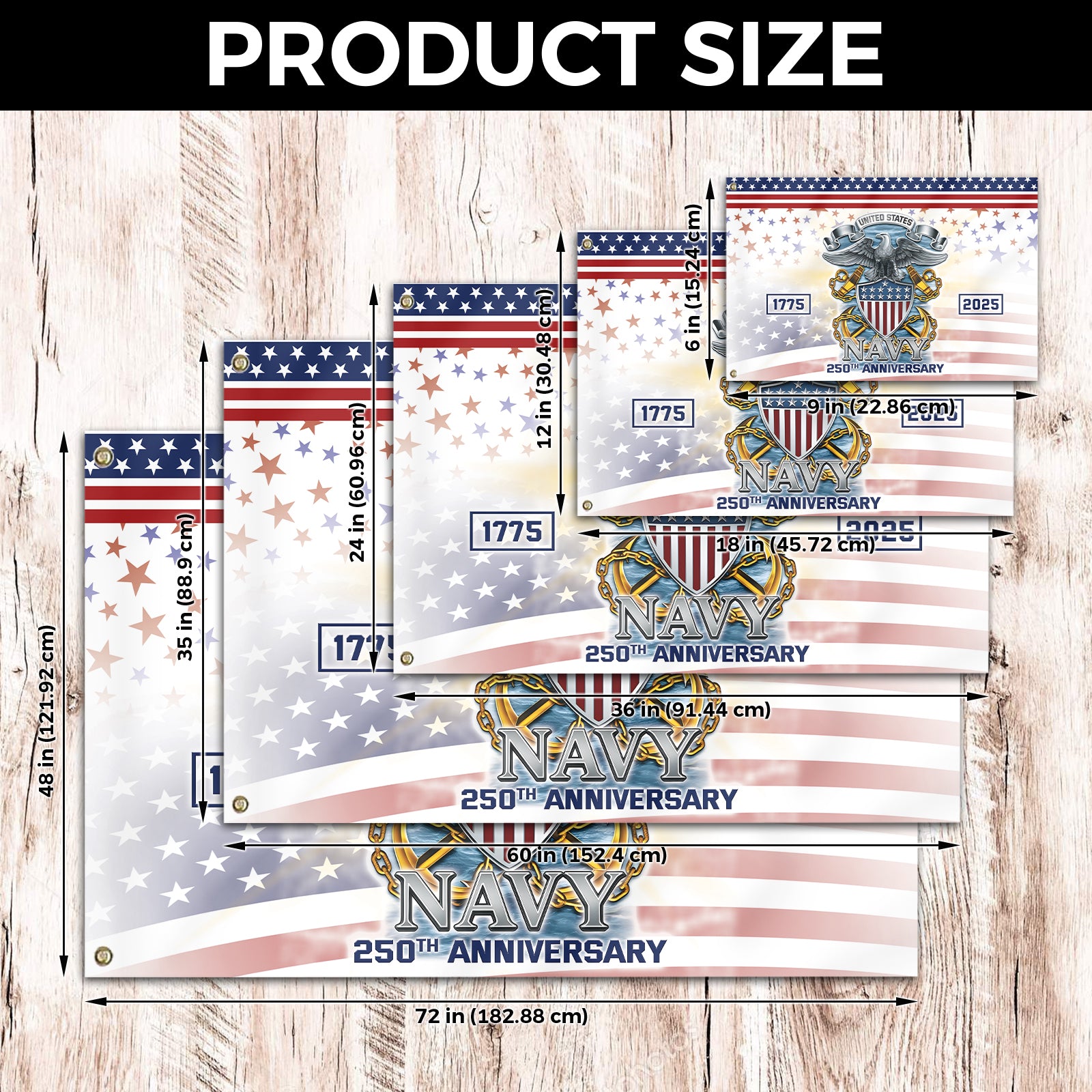 Navy 250th Anniversary House Flag With Flagpole Combo