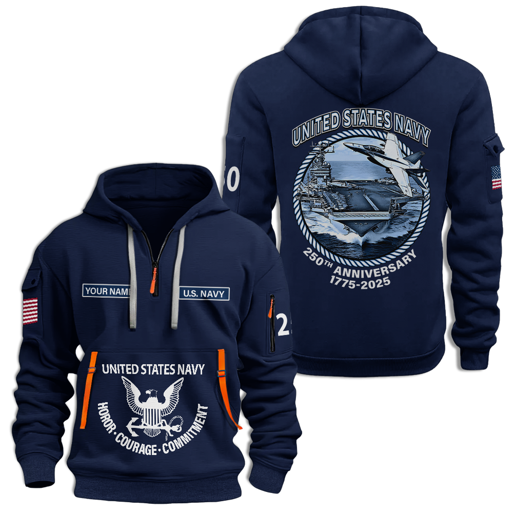 Navy 250th Anniversary Quarter Zip Hoodie