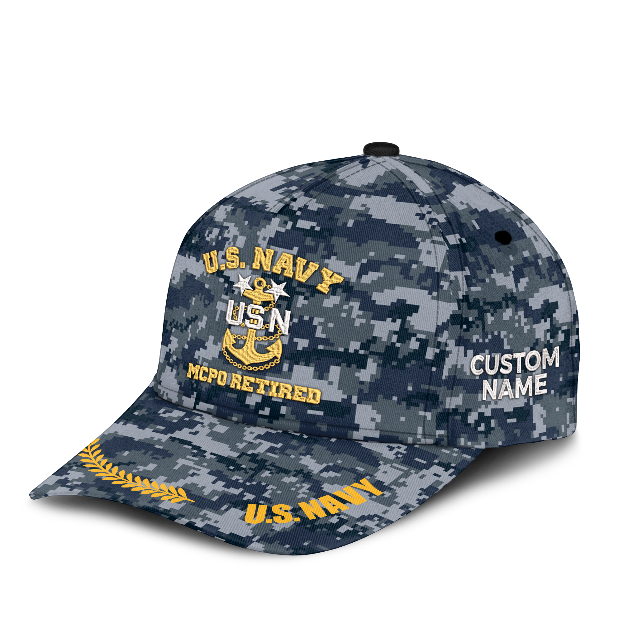 Personalizable MCPO Retired Navy Veteran Embroidered & Printed Cap